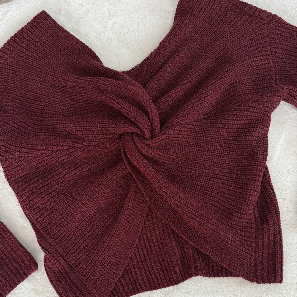 Astr Burgundy Off-the-Shoulder Sweater